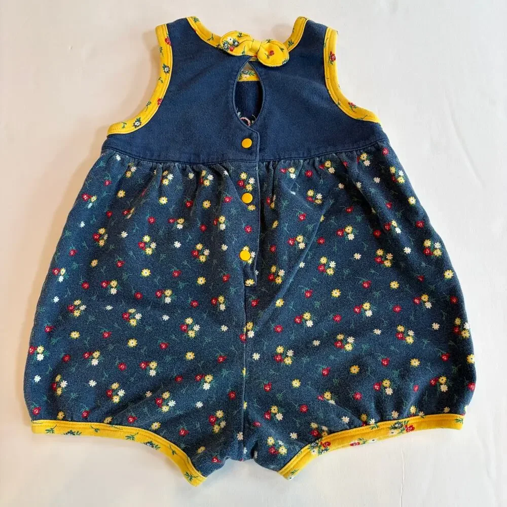 VTG 90s 1998 Gymboree Country Meadows Apples Blue & Yellow Shortalls Romper